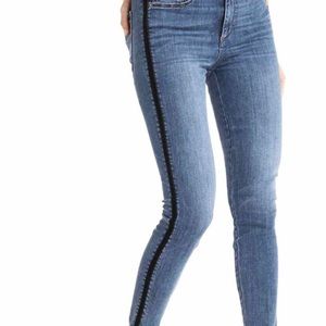 Super high rise velvet trim jeans